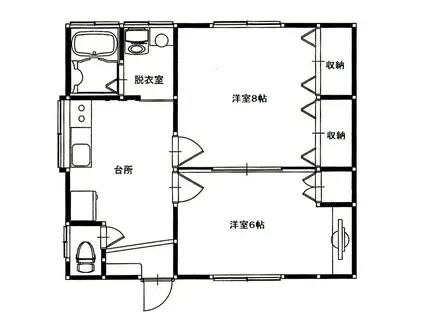 カナルハウスII 201(2DK/2階)の間取り写真
