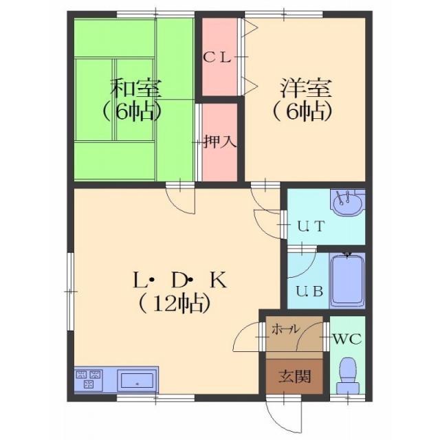昭栄荘 NO6(2LDK/2階)の間取り写真