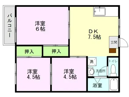カーサ ベルソーナ(3DK/2階)の間取り写真