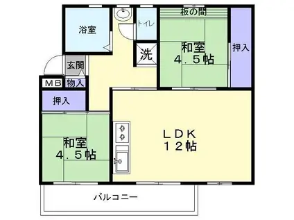 浅香山21棟(2LDK/5階)の間取り写真