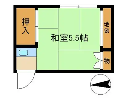 幸和荘(ワンルーム/2階)の間取り写真