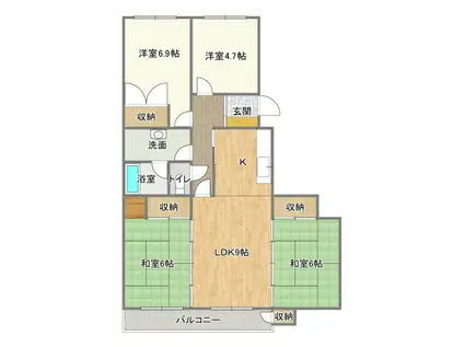広沢パークマンション(4LDK/1階)の間取り写真