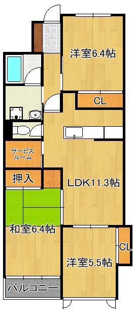 ココガモ&壺壺蒲生(3LDK/5階)の間取り写真