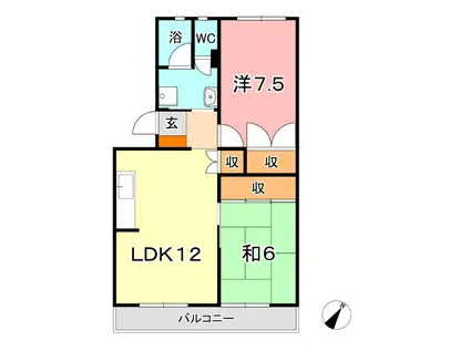 ベルメゾン三宅(2LDK/3階)の間取り写真