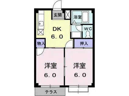 エルディム泉(2DK/1階)の間取り写真