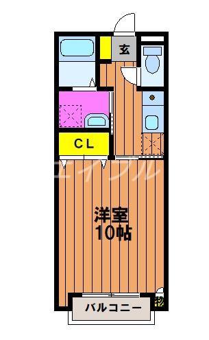 サンハイツ福富(1K/1階)の間取り写真