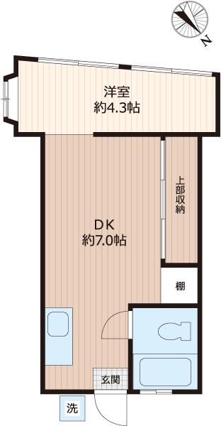 カリス毛呂山(1DK/2階)の間取り写真