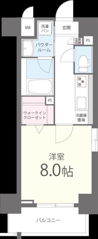 ウエストヒルズ大倉山(1K/4階)の間取り写真
