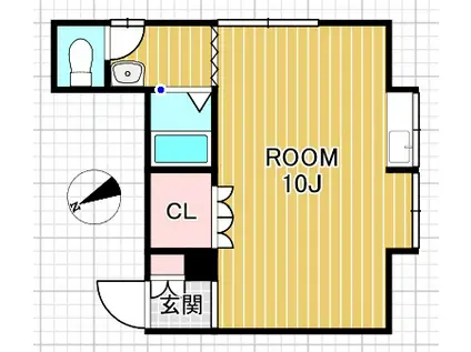 サエキハイツ(ワンルーム/2階)の間取り写真