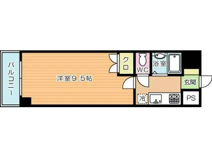 ウインズ竪町(1K/8階)の間取り写真