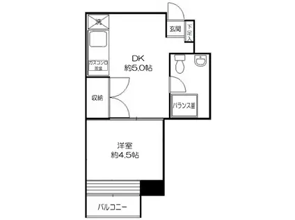 カーサ蔵前(1DK/4階)の間取り写真