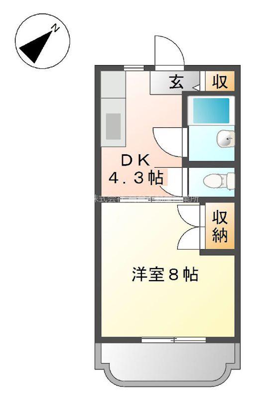 クレイドル(1DK/2階)の間取り写真
