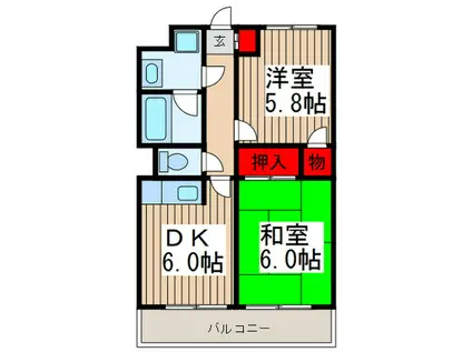 ロイヤルメゾン(2DK/5階)の間取り写真