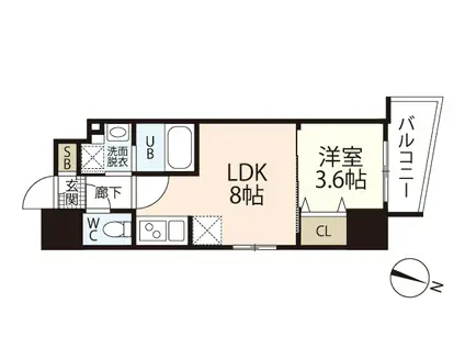 S-RESIDENCE広島駅イースト(1LDK/7階)の間取り写真