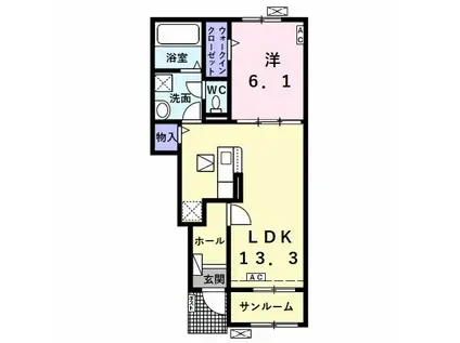 トリエステ B(1LDK/1階)の間取り写真