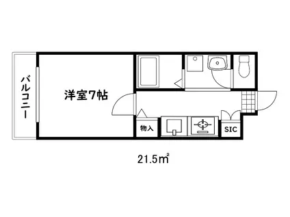 オーシャンビュー湊町(1K/2階)の間取り写真