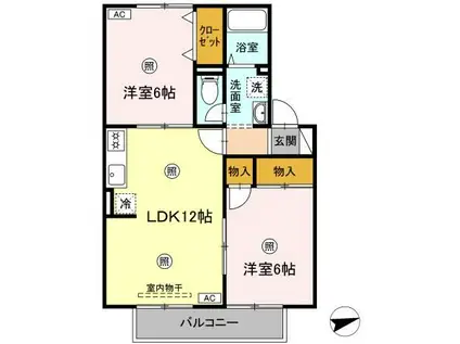 メゾンリヴェールC棟(2LDK/2階)の間取り写真