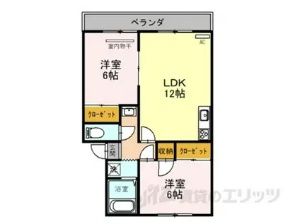 レークハイツ伊庭Ⅱ(2LDK/2階)の間取り写真