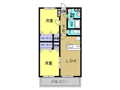 ピュア・クレール(2LDK/4階)の間取り写真