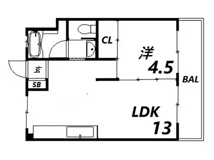 甲南ファミール(1LDK/2階)の間取り写真