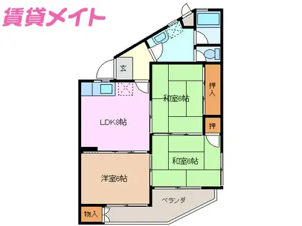 鈴与マンション(3DK/3階)の間取り写真