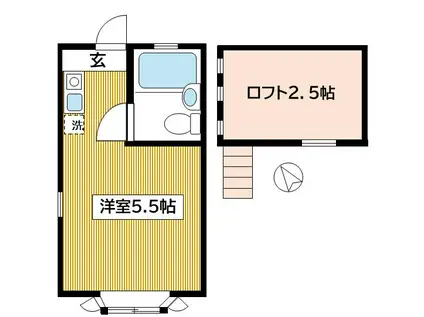 サンライト弘洋(ワンルーム/2階)の間取り写真