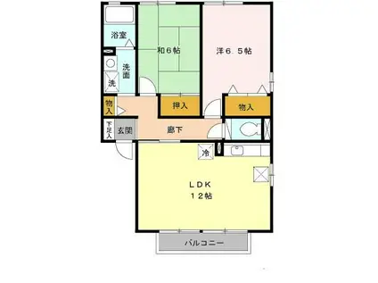 ラフィーネ結崎B棟(2LDK/1階)の間取り写真