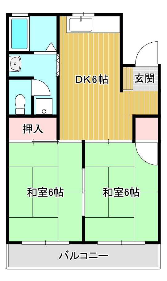 コーポことぶき(2DK/2階)の間取り写真