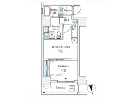 クラリティア浅草(1DK/10階)の間取り写真