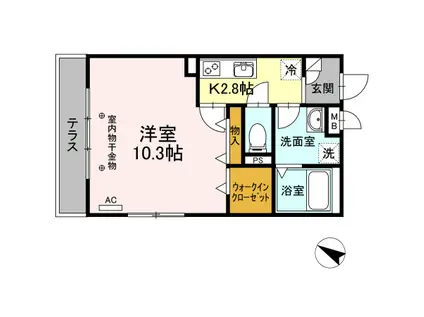 ヴェルドミール(1K/1階)の間取り写真