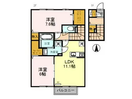 ラフィーネ横尾(2LDK/2階)の間取り写真