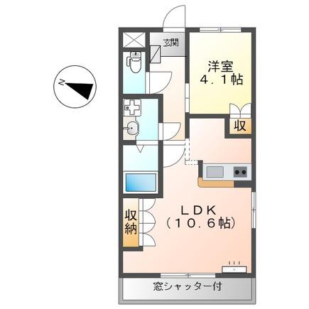 セントハイム聖(1LDK/1階)の間取り写真