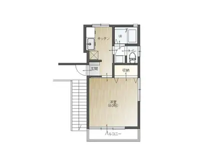 ウエスティンMAKI A棟(1K/2階)の間取り写真