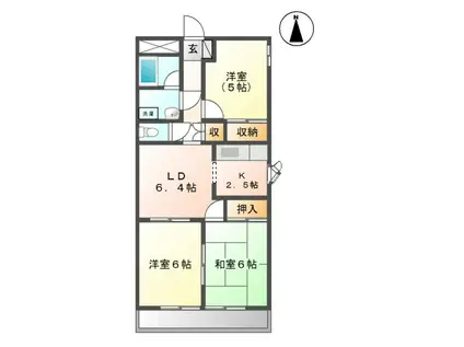 ピアアルティア(3DK/2階)の間取り写真