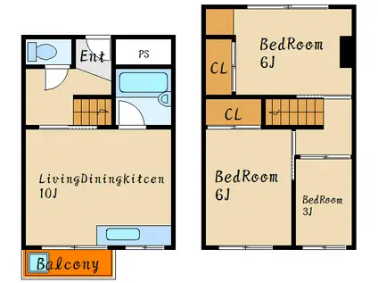 松が丘 19号棟(3LDK/2階)の間取り写真