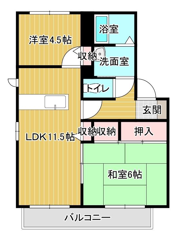 シャーメゾンサライI(2LDK/2階)の間取り写真