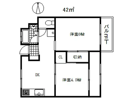 エスペランサ魚崎(2DK/5階)の間取り写真