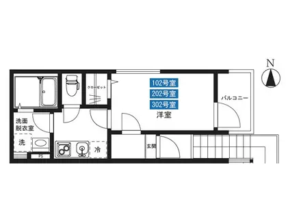 ゴールデンハウス北千住II(1K/2階)の間取り写真