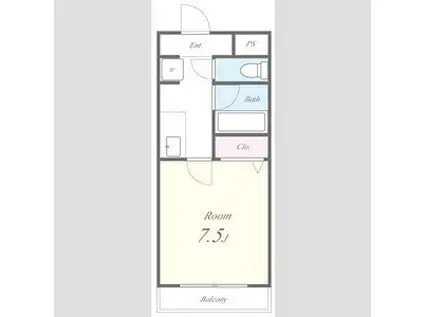 カデンツァK(1K/4階)の間取り写真