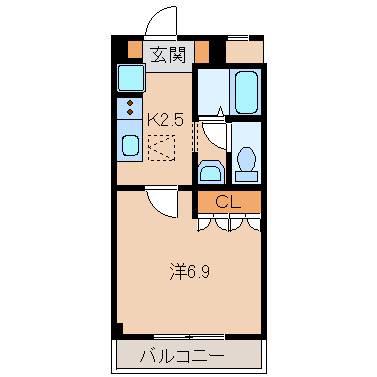 ピアチェーレ(1K/1階)の間取り写真