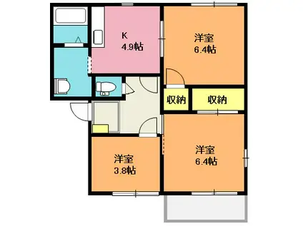 アークガーデン上尾A(3K/2階)の間取り写真