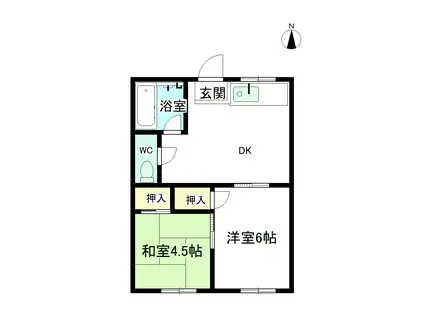 ヨコイコーポ(2DK/1階)の間取り写真