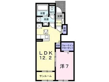 ハンドレッド リヴァー 水野 C(1LDK/1階)の間取り写真