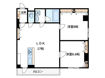 光陽ビル(2LDK/5階)の間取り写真