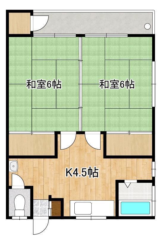 プロスペリタ城山(2K/1階)の間取り写真