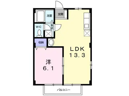 松岡ハイツB(1LDK/2階)の間取り写真