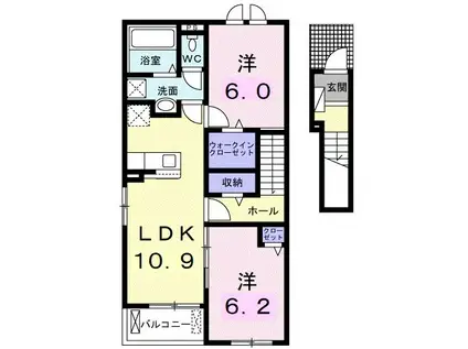シャトー・グリーンIII(2LDK/2階)の間取り写真