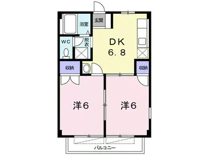 ファミール小杉II(2DK/1階)の間取り写真