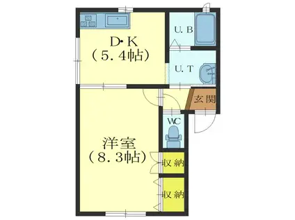 SKY PIEA(1DK/1階)の間取り写真