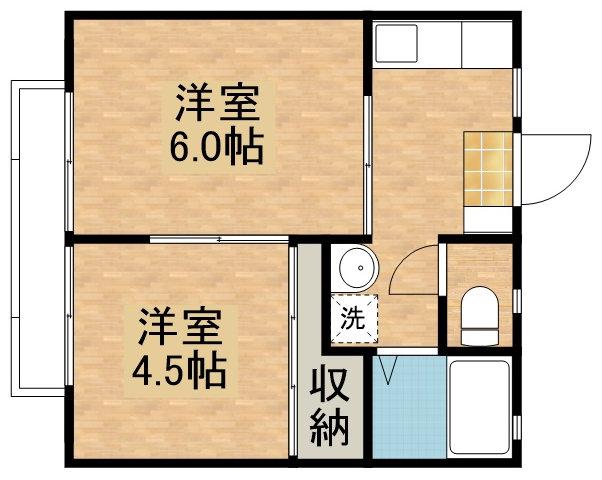 ジローハイツ(2K/2階)の間取り写真